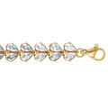 Bracelet en acier dor&eacute; multi coeurs par&eacute;s d'oxydes blancs sertis - 16+3cm