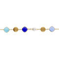 Bracelet en acier pastilles color&eacute;es carr&eacute; bleu oeil de chat et perle blanche imitation - 16+3cm Artemare