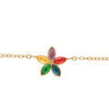 Bracelet en acier dor&eacute; motif fleur avec oxydes multi couleurs - 14+5cm Artemare