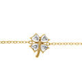 Bracelet en acier dor&eacute; tr&egrave;fle avec oxydes blancs - 14+5cm