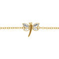 Bracelet en acier dor&eacute; libellule par&eacute;e d' oxydes blancs -14+5cm Artemare