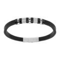 Bracelet en acier caoutchouc noir PVD noir trois oxydes noirs - 21.5cm r&eacute;glable 20cm et 18.5cm