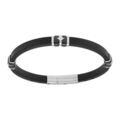 Bracelet en acier caoutchouc noir PVD noir trois motifs etoiles - 21.5cm r&eacute;glable 20cm et 18.5cm