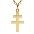 Colliers sur Artemare : Collier en acier jaune pendentif croix de lorraine brillante 27mmx15.5mm - 45+10cm
