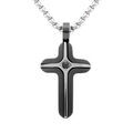 Collier en acier PVD noir croix 25mm un oxyde bleu - 45+6cm Artemare