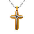Collier en acier croix dor&eacute; 25mm un oxyde bleu - 45+6cm Artemare