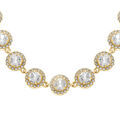 Collier en acier dor&eacute; ronds d'oxydes blancs sertis contour avec oxydes blancs sertis - 31+14cm Artemare