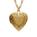 Collier en acier dor&eacute; avec pendentif cassolette coeur et arbre de vie - 45+10cm
