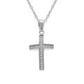 Colliers sur Artemare : Collier en acier croix 17mm x 10mm avec oxydes blancs sertis - 40+5cm