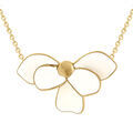 Colliers sur Artemare : Collier en acier dor&eacute; Stella Mia demi fleur avec r&eacute;sine blanche - 38+5cm
