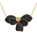 Collier en acier dor&eacute; Stella Mia demi fleur avec r&eacute;sine noire - 38+5cm Artemare