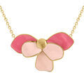 Collier en acier dor&eacute; Stella Mia demi fleur avec r&eacute;sine rose - 38+5cm