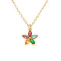 Colliers sur Artemare : Collier en acier dor&eacute; fleur par&eacute;e d'oxydes multi couleurs - 40+5cm