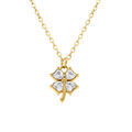 Collier en acier dor&eacute; tr&egrave;fle avec oxydes blancs - 40+5cm Artemare