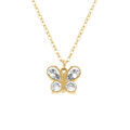 Colliers sur Artemare : Collier en acier dor&eacute; papillon avec oxydes blancs - 40+5cm
