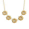 Collier en acier dore cinq fleurs avec oxydes blancs sertis - 42+5cm Artemare