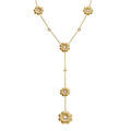 Collier en acier dore forme cravate avec fleurs et oxydes blancs sertis - 42+5cm Artemare