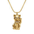 Colliers sur Artemare : Collier en acier dor&eacute; avec pendentif chat 17mm avec oxydes blancs sertis - 40+5cm