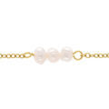 Chaine sur Artemare : Cha&icirc;ne cheville en acier dor&eacute; trois perles blanches imitation - 21+3cm