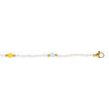Chaine sur Artemare : Cha&icirc;ne cheville en acier dor&eacute; perles blanches imitation et boules couleurs - 23.5+3.5cm