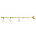 Cha&icirc;ne cheville en acier dor&eacute; avec pampilles perles blanches imitation - 22+6cm