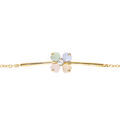 Bracelet en vermeil forme fleur verre opaque pastel - 16+2cm