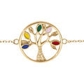 Bracelet en vermeil arbre de vie r&eacute;sine multi couleurs et oxydes blancs - 16+3cm Artemare