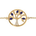 Bracelets sur Artemare : Bracelet en vermeil arbre de vie r&eacute;sine bleue et oxydes blancs - 16+3cm
