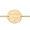 Bracelet en vermeil pastille "maman je t'aime" avec un oxyde blanc serti - 16+3cm Artemare