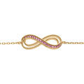 Bracelet rn vermeil motif infini ajour&eacute; avec oxydes roses sertis - 16+3cm