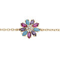 Bracelet en vermeil motif fleur avec oxydes multi couleurs - 16+2cm Artemare
