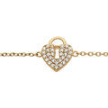 Bracelet en vermeil motif cadenas coeur pav&eacute; d'oxydes blancs - 16+2cm