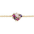 Bracelet en vermeil oxydes roses et violet - 16+2cm
