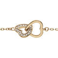 Bracelet vermeil deux coeurs entrelac&eacute;s un lisse et un avec oxydes blancs sertis - 16+3cm