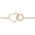 Bracelet en vermeil cercle d'oxydes blancs sertis entrelac&eacute; avec coeur lisse - 16+3cm