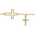 Bracelet en vermeil double croix une lisse et une avec pavage d'oxydes blancs - 16+2cm Artemare