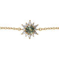 Bracelet en vermeil motif fleur oxyde vert central et contour oxydes blancs - 16+2cm