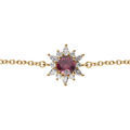 Bracelet en vermeil motif fleur oxyde rose central et contour oxydes blancs - 16+2cm