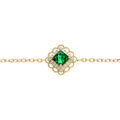 Bracelet en vermeil carr&eacute; oxyde vert serti contour oxydes blancs et dentel&eacute; - 15+3cm Artemare