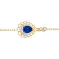 Bracelet en vermeil goutte oxyde bleu serti contour oxydes blancs sertis et dentell&eacute; - 15+3cm Artemare