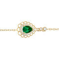 Bracelet en vermeil goutte oxyde vert serti contour oxydes blancs sertis et dentell&eacute; - 15+3cm Artemare