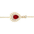 Bracelets sur Artemare : Bracelet en vermeil goutte oxyde rouge serti contour oxydes blancs sertis et dentell&eacute; - 15+3cm