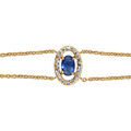 Bracelets sur Artemare : Bracelet en vermeil forme ovale verre bleu fonc&eacute; entourage d'oxydes blancs sertis - 16+2cm