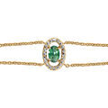 Bracelets sur Artemare : Bracelet en vermeil forme ovale verre vert entourage d'oxydes blancs sertis - 16+2cm