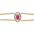 Bracelets sur Artemare : Bracelet en vermeil forme ovale verre fushia entourage d'oxydes blancs sertis - 16+2cm