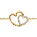 Bracelets sur Artemare : Bracelet rn vermeil double coeur crois&eacute; avec oxydes blancs - 16+2cm