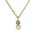 Colliers sur Artemare : Collier en vermeil deux oxydes blanc et vert sertis clos - 40+2+2cm
