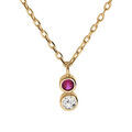 Collier en vermeil deux oxydes blanc et fuschia sertis clos - 40+2+2cm Artemare