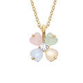 Colliers sur Artemare : Collier en vermeil forme fleur avec p&eacute;tales en verre opaque pastel - 40+4cm
