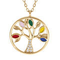 Collier en vermeil arbre de vie r&eacute;sine multi couleurs et oxydes blancs - 40+5cm Artemare
